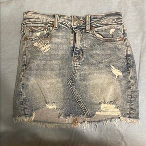 Distressed Denim Mini Skirt